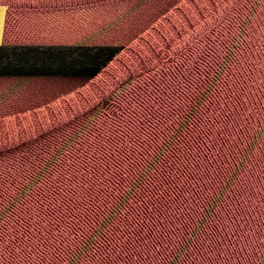 Democracy Knit Ombre Stripe Poncho Style Sweater. Burgundy and Black. Size XL - Picture 3 of 6